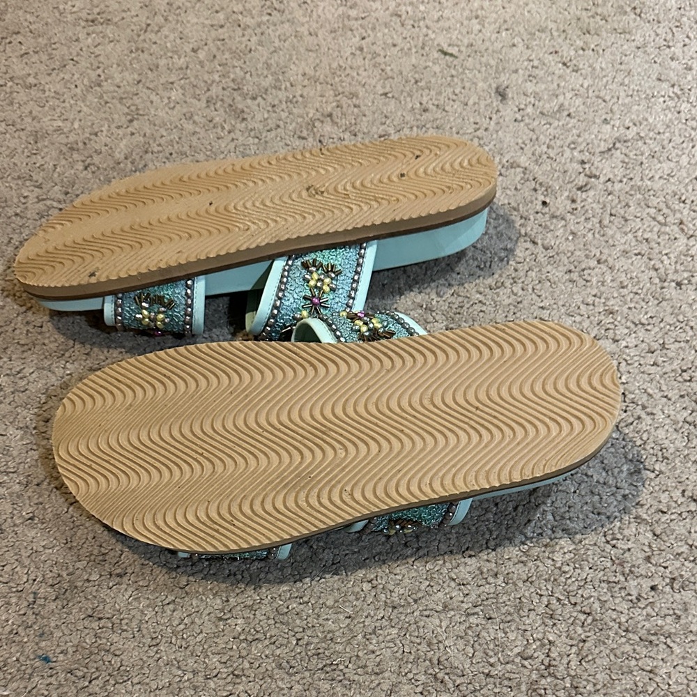 Sam Edelman Turquoise Beaded Slide Sandals - Picture 4 of 5